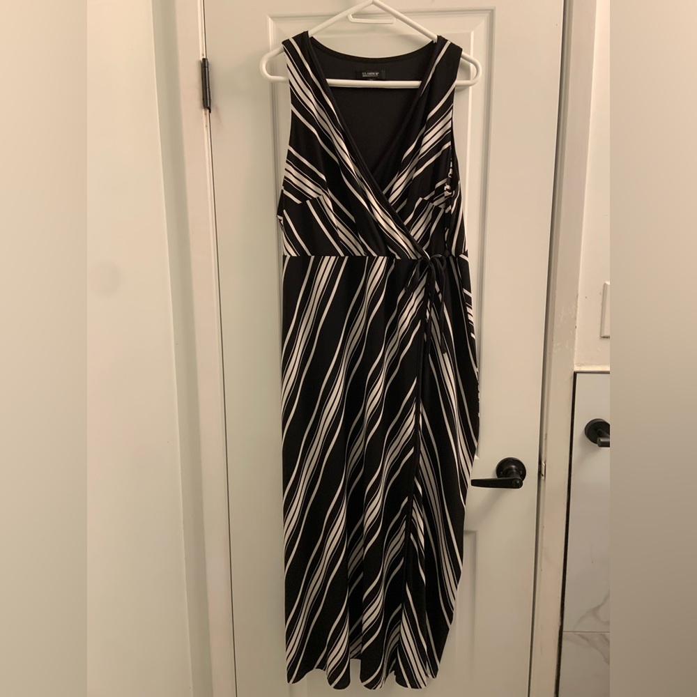 Glamour Black and White Striped Maxi Dress